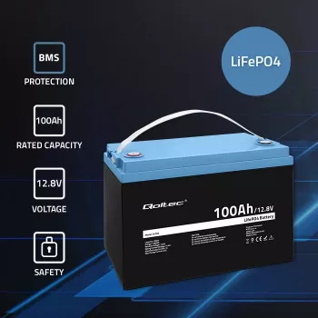 Qoltec 53705 LiFePO4 baterija 100 Ah 12,8 V