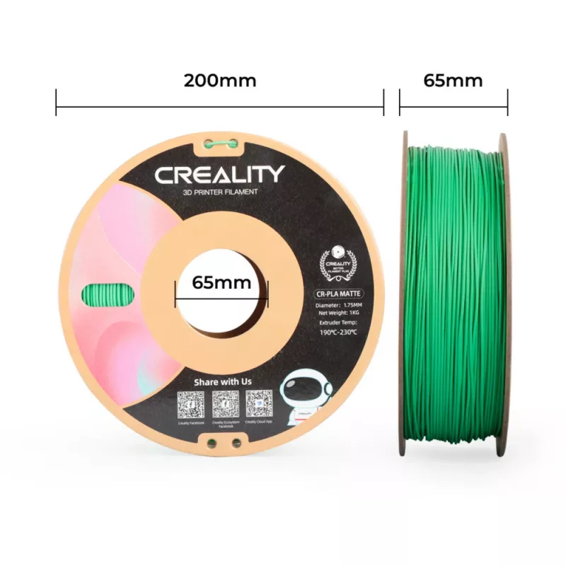 3D spausdinimo medžiaga Creality 3301010301 Polilaktido rūgštis PLA Žalia 1 kg 1,75 mm