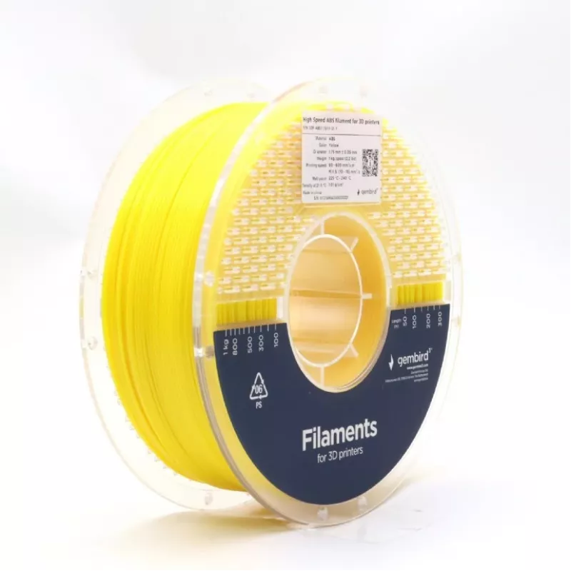 3D spausdinimo filamentas Gembird ABS 1.75 mm geltonas 1 kg