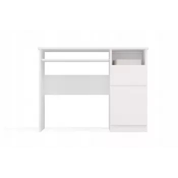 Stalinis kompiuterinis stalas PORTO Desk Right White, 985×510×755 mm, 1 stalčius, klaviatūros lentyna