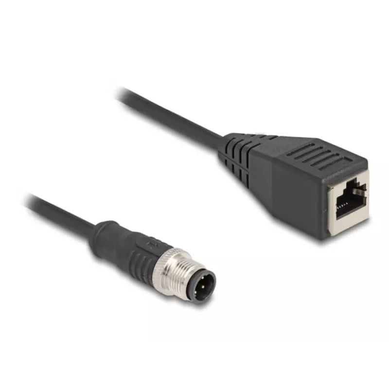 DeLOCK M12 adapterinis kabelis D-koduotas 4 kontaktų kištukas į RJ45 lizdą 50 cm