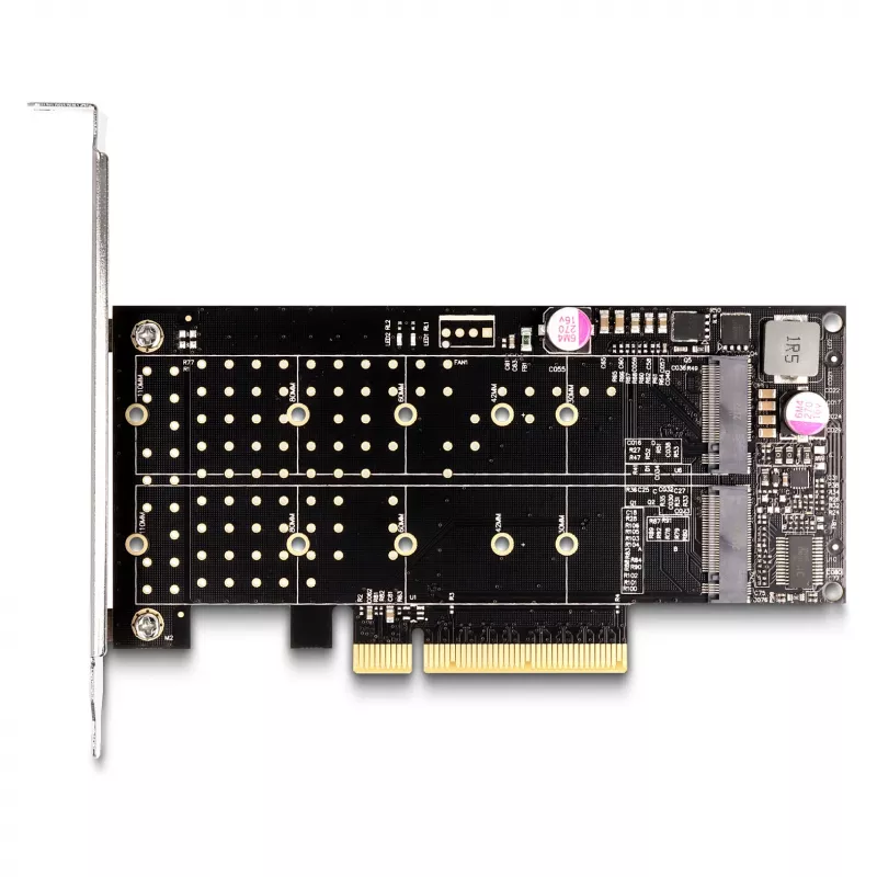 DeLOCK PCI Express x8 kortelė su 2 x vidiniais NVMe M.2 Key M lizdais, bifurkacija, Low Profile