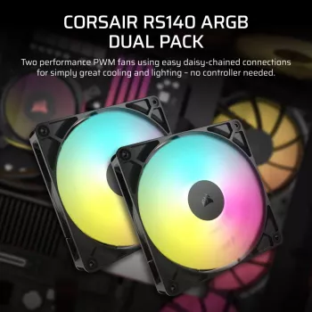 Ventiliatorius Corsair RS140 ARGB 14 cm juodas 330-1700 RPM