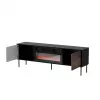 Spintelė televizoriui Cama Meble CORTINA 180x40x60 cm juoda/riešutas su juodu elektriniu židiniu