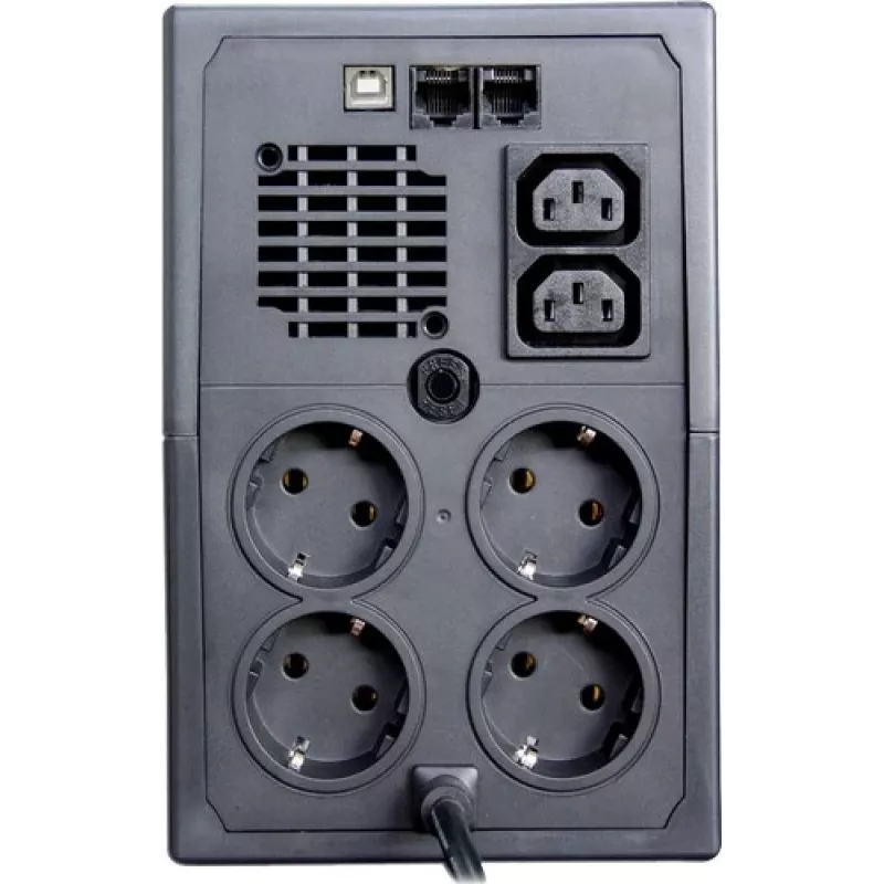 Nepertraukiamo maitinimo šaltinis ORVALDI ID2K0CH Line-Interactive 2 kVA / 1200 W, 24 V, 9 Ah baterijos, LCD, USB, kompaktiškas juodas