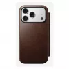 Mobilaus telefono dėklas Nomad Modern Leather Folio, skirtas iPhone 17 Pro, oda/aliuminis, 16 cm (6,3 inch), rudas, 4 kortelių kišenės