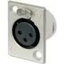 Neutrik NTR-NC3FP1 XLR jungtis, moteriška, 3 kontaktų, juoda/sidabrinė