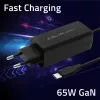 GaN nešiojamojo kompiuterio kroviklis QOLTEC 52419 65 W USB-C PD 5 V/20 V 3 A/3,25 A, 220–240 V, 1,8 m laidas, juodas