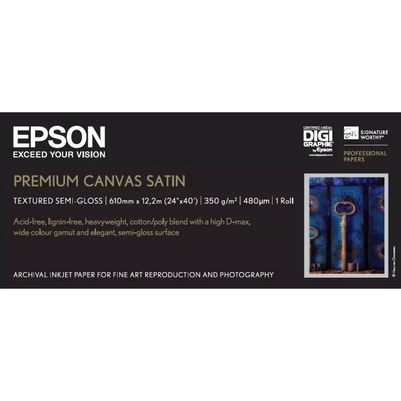 Epson Premium Canvas Satin, 24 colių x 12,2 m, 350 g/m²