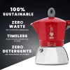 Moka puodas Bialetti Moka Induction 0.1 L raudonas sidabrinis
