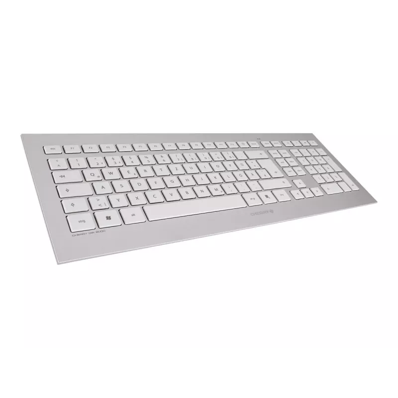 CHERRY DW 8000 belaidis rinkinys (klaviatūra + pelė) RF, QWERTZ vokiškas išdėstymas, sidabrinė, balta