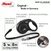 Flexi New CLASSIC 8 m Juodas šuns ištraukiamas pavadėlis