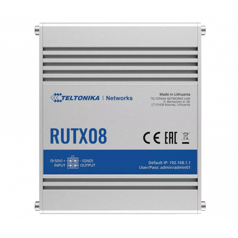 Teltonika RUTX08 laidinis maršrutizatorius Gigabit Ethernet Nerūdijantis plienas