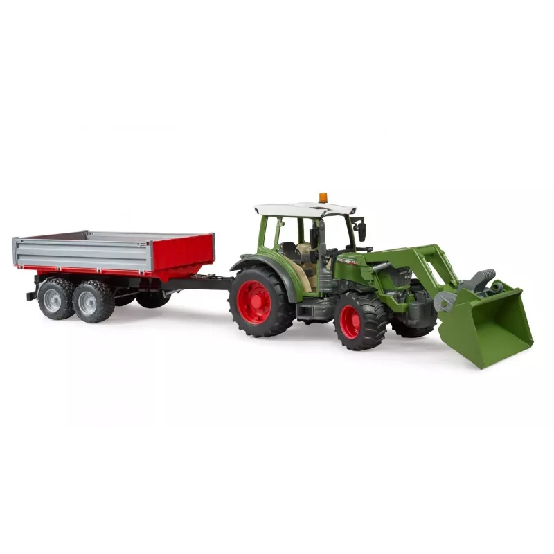 Traktorius BRUDER Fendt Vario 211 su priekiniu krautuvu ir šonine priekaba