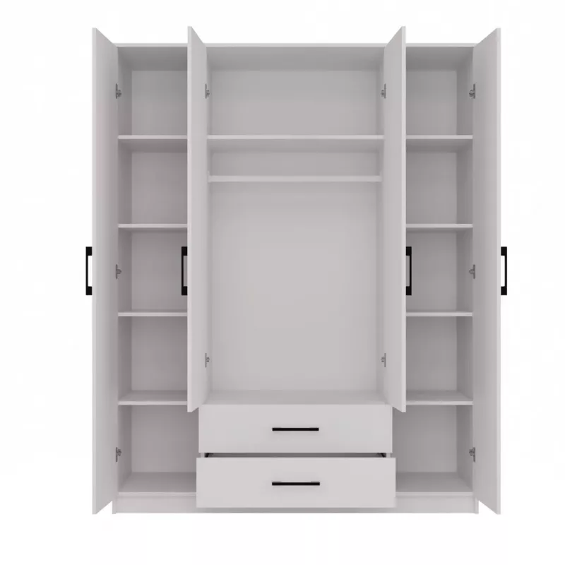 Topeshop ROMANA 160 BIEL KPLB bedroom wardrobe/closet 11 shelves 4 durelės(s) baltas