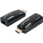 Manhattan 1080p@60Hz kompaktiškas HDMI per Ethernet prailgintuvų rinkinys, signalo atstumas iki 60 m naudojant vieną Cat6 Ethernet kabelį, siųstuvas ir imtuvas įtraukti, maitinimas per kabelį, itin plonas dizainas, trejų metų garantija, juoda