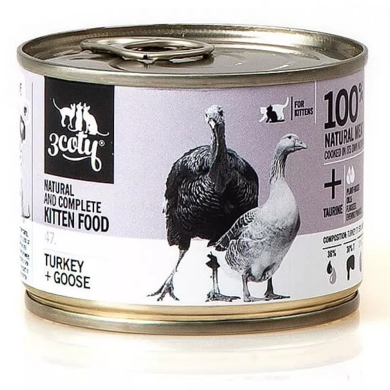 Šlapias ėdalas kačiukams 3COTY (kalakutiena ir žąsis) 180 g