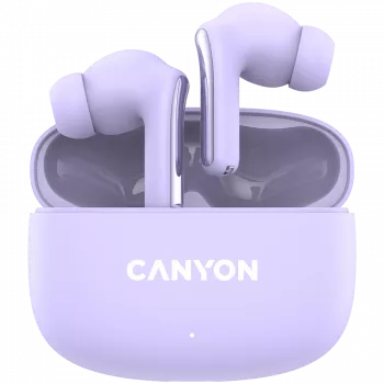 Canyon TWS-9 CNS-TWS9P Belaidės ausinės – Tikrai belaidės – Bluetooth 5.4 – Į ausį – 6h + 30h veikimo laikas – USB-C įkrovimo dėklas – Lietimo valdymas – alyvinė