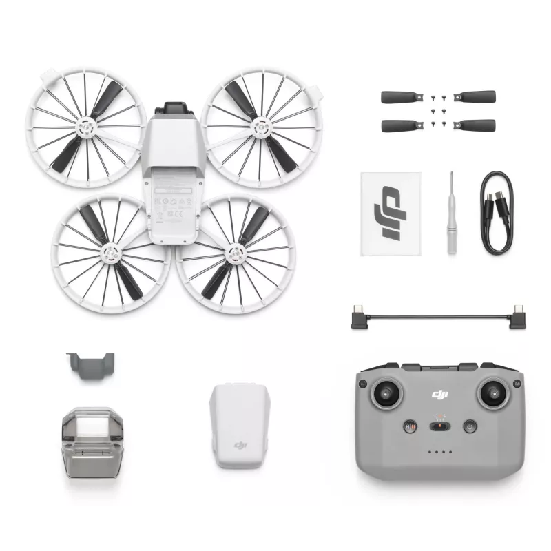 Dronas DJI Flip (RC-N3) 4 rotoriai, 48 MP kamera, 3840×2160 vaizdo įrašas, 3110 mAh baterija, juoda/balta