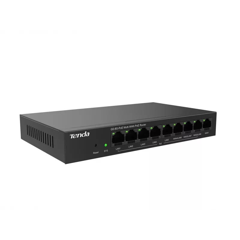 Laidinis maršrutizatorius Tenda G0-8G-PoE Gigabit Ethernet juodas