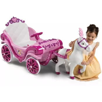 Huffy Electric Disney Princess vežimas su arkliu 6 V rožinis