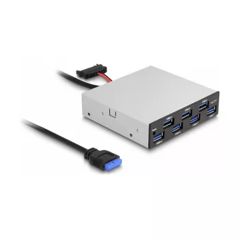 DeLOCK 64207 USB 3.2 Gen 1 7 portų šakotuvas 3,5 inch lizdui, juodai pilkas
