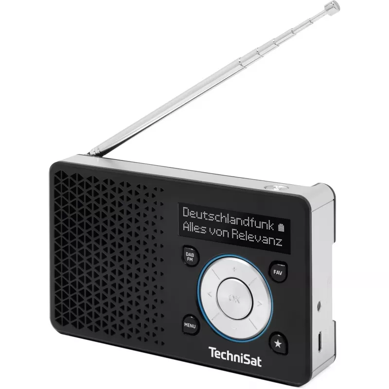 Nešiojamas radijo imtuvas TECHNISAT DIGITRADIO 1 A – DAB+/FM, OLED ekranas, USB-C, 3,5 mm ausinės, 1 W, juodas/sidabrinis