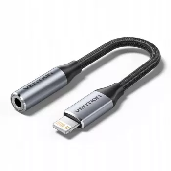 Garso adapteris Vention Lightning – 3,5 mm BMBHA, pilkas, 0,1 m