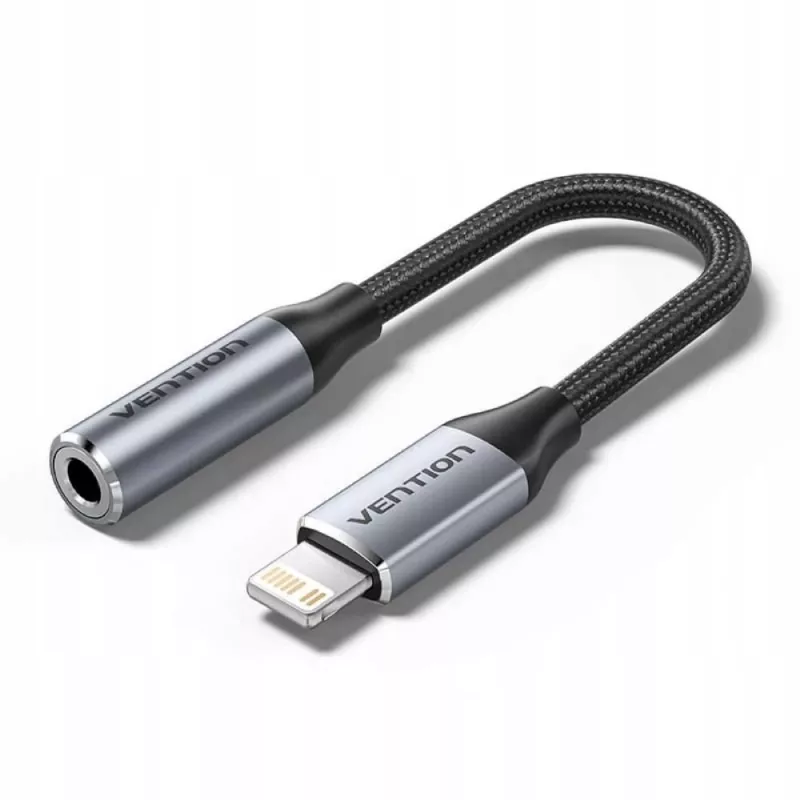 Garso adapteris Vention Lightning – 3,5 mm BMBHA, pilkas, 0,1 m