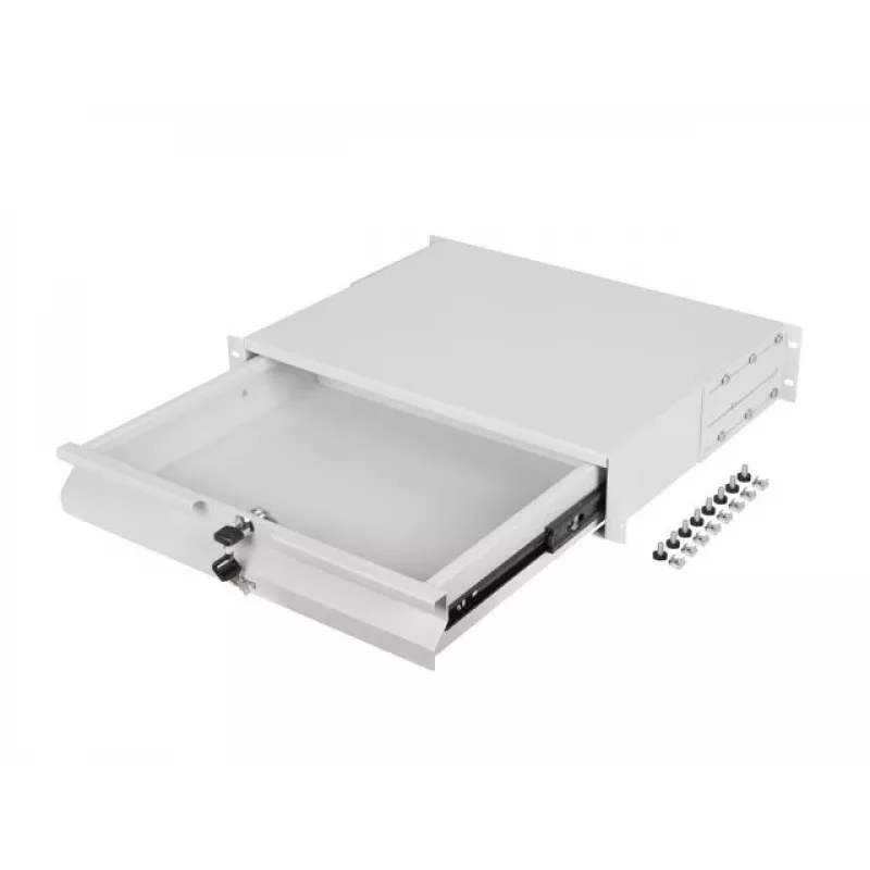 LANBERG 19 colių stalčius 2U 360mm pilkas (2U/483x360mm, apkrova iki 90kg, 4 taškų montavimas)