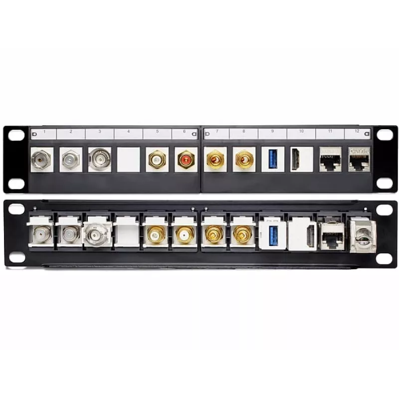 Patch panel DeLOCK 43259 10 colių, 12 keystone modulių, juodas