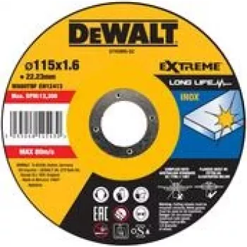 DEWALT pjovimo diskas 115x1,6x22,23 mm nerūdijančiam plienui (DT43905-QZ)