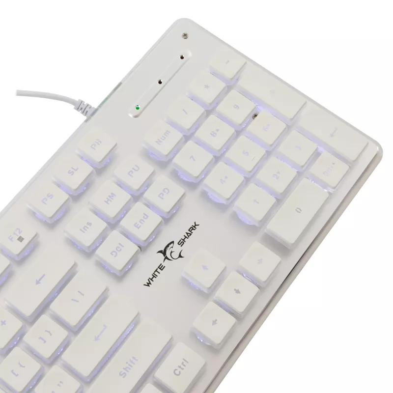 Mechaninė žaidimų klaviatūra White Shark TACHI-W-US – kompaktiškas TACHI White išdėstymas