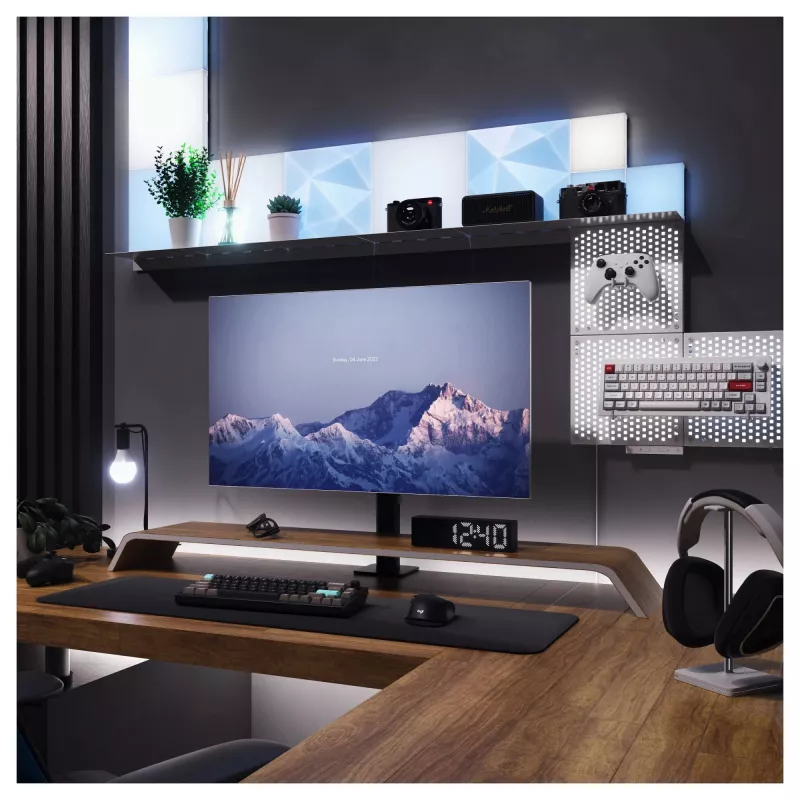LED skydelio šviestuvas Nanoleaf N8100E00-2TBS — kvadratinis RGB, maitinamas nuolatinės srovės, 2 vnt. pakuotė