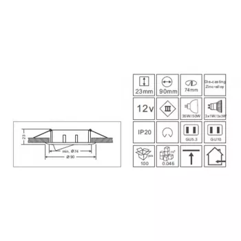 Synergy 21 LED Retrofit GU10 / GX5,3 lubinis įmontuojamas rinkinys D04-White