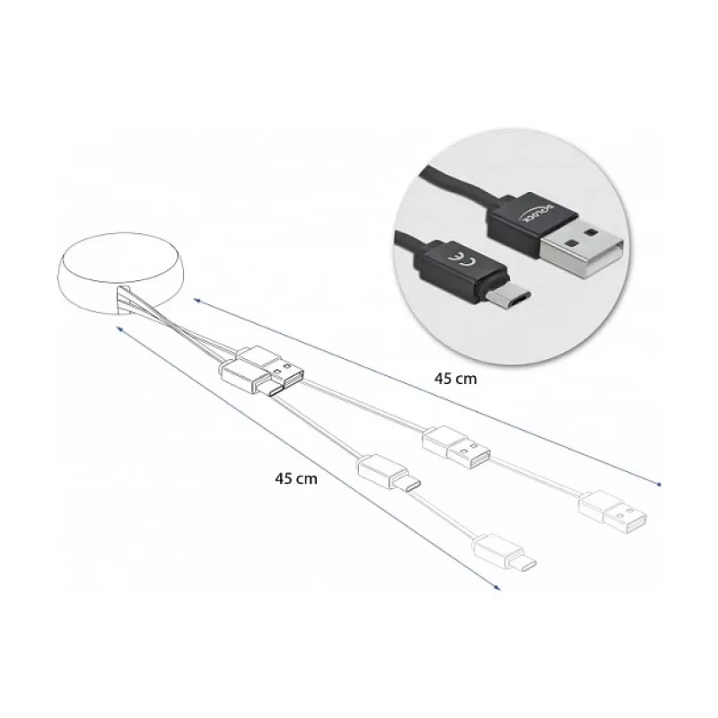 USB 2.0 A tipo – Micro-B laidas, DeLOCK 85818