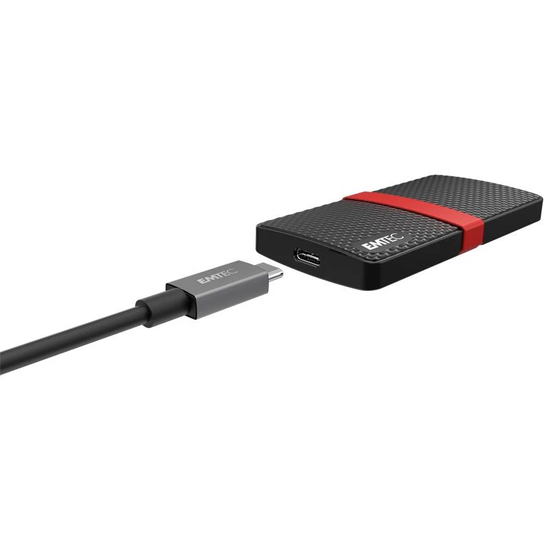 SSD nešiojamas Emtec 512GB USB Type-C 3.2 Gen 1 juoda raudona X200