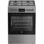 Laisvai pastatoma dujinė-elektrinė viryklė BEKO FBM62330GXTN 60 cm, 4 dujiniai degikliai, 72 L elektrinė orkaitė, energijos klasė A