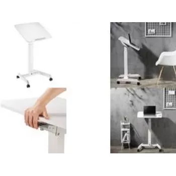 Logilink – Mobilus stovas nešiojamam kompiuteriui / planšetei su pneumatiniu aukščio reguliavimu – baltas (EO0035)