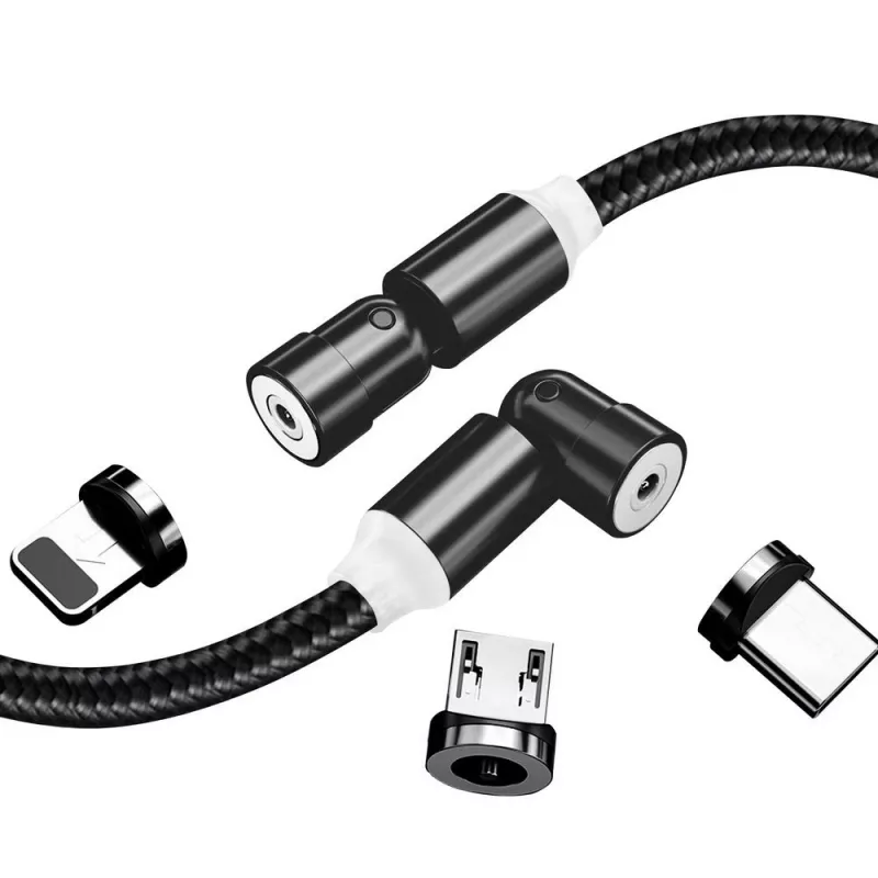 3 viename įkrovimo laidas ColorWay CW-CBUU037-BK — Lightning, Micro-USB, USB-C, 1 m, 2,4 A