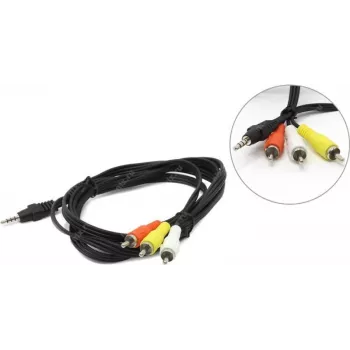 Garsinis kabelis Gembird 3,5 mm lizdas – 3×RCA, 2 m, juodas (CCA-4P2R-2M)