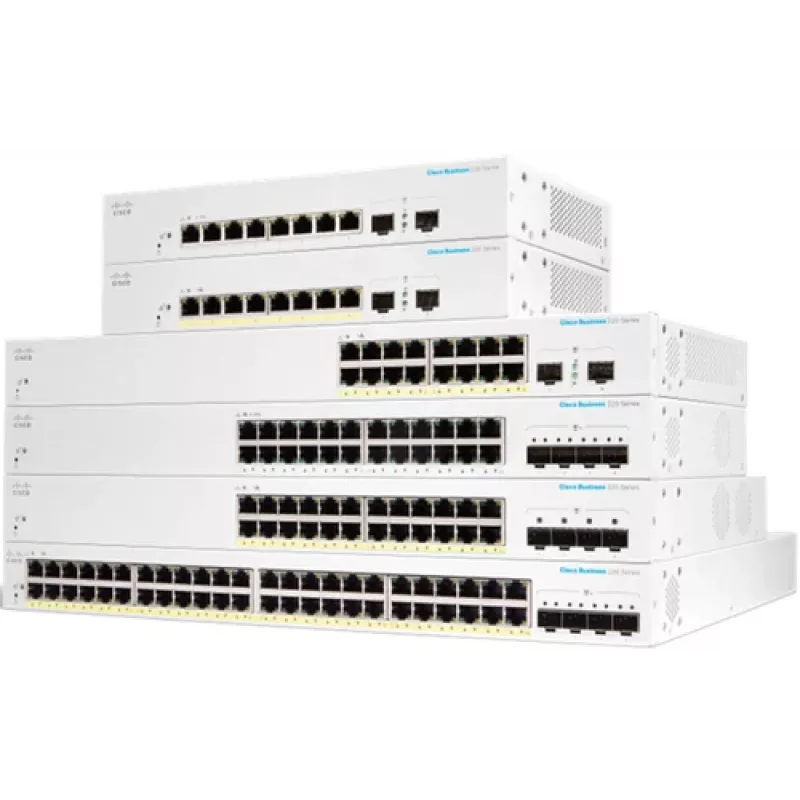 Cisco Business 220 Series CBS220-48P-4G - valdomas jungiklis - 48 x Gigabit Ethernet (PoE+) + 4 x SFP - montuojamas į stelažą
