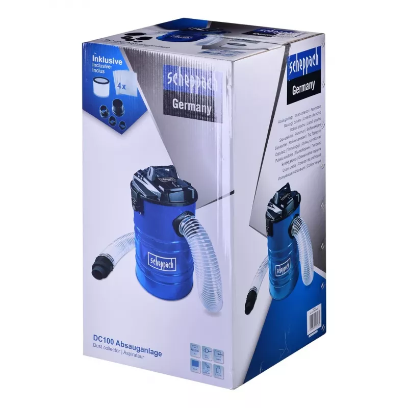 Scheppach DC100 dulkių siurblys 65 l 1200 W 230 V, mėlynas