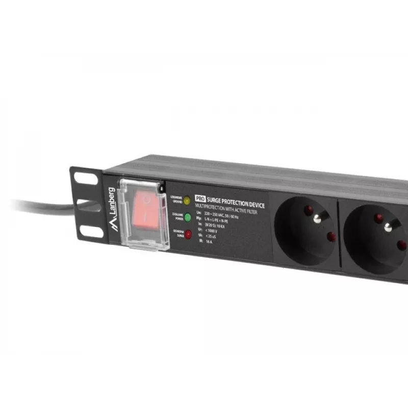 Lanberg PDU-PRO-07E-0200-BK perjungiamas maitinimo skirstytuvas 1U, 6x E tipo lizdai, 2 m kabelis