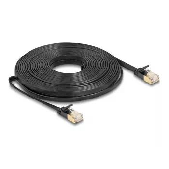 Tinklo kabelis DeLOCK RJ45 Cat.6A U/FTP plokščias 10m juodas