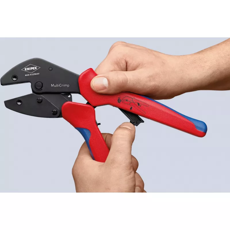 Knipex 97 33 02 kabelių užspaudimo įrankis, mėlynas, raudonas
