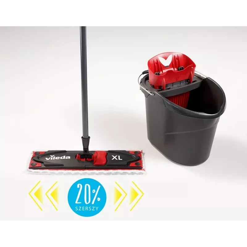 VILEDA Ultramax XL Box šluota – plaunama mikropluošto 360° sukama galvutė, sulankstoma, kietoms grindims