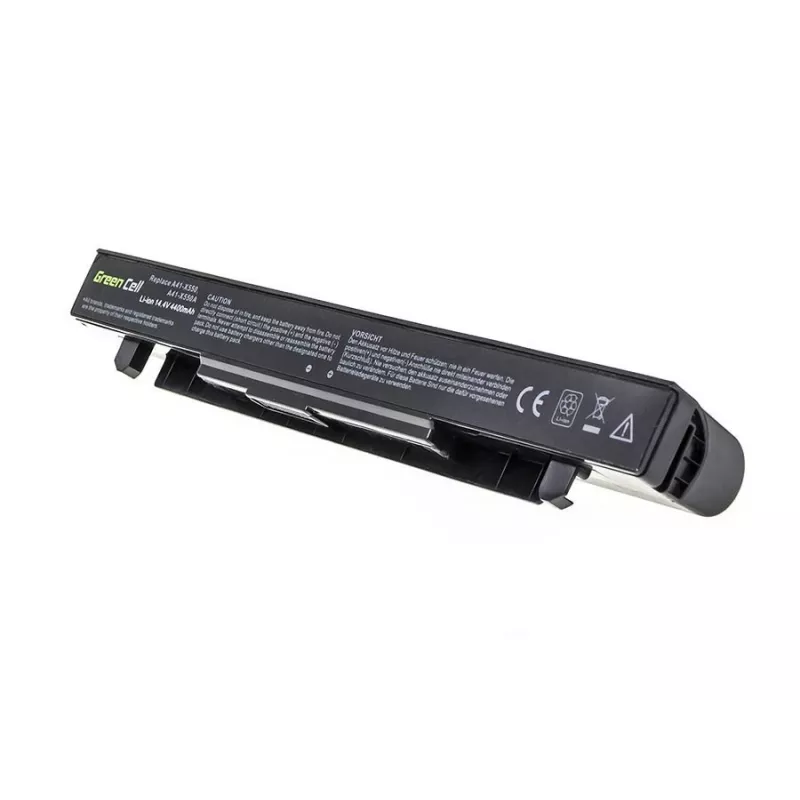 Nešiojamojo kompiuterio baterija Green Cell AS68, skirta ASUS A450 A550 R510 X550 serijoms, Li-Ion 14,4 V 4400 mAh, 4 celės, juoda