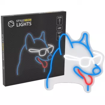 Neoninė sieninė šviesa MANTA Dog with Glasses SNL69MT – LED neoninis šuns su akiniais šviestuvas
