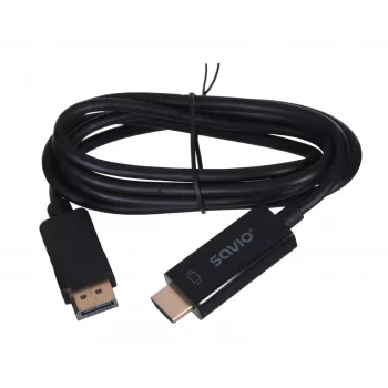 SAVIO vaizdo kabelio adapteris DisplayPort į HDMI Type A CL-56, 1,5 m, juodas